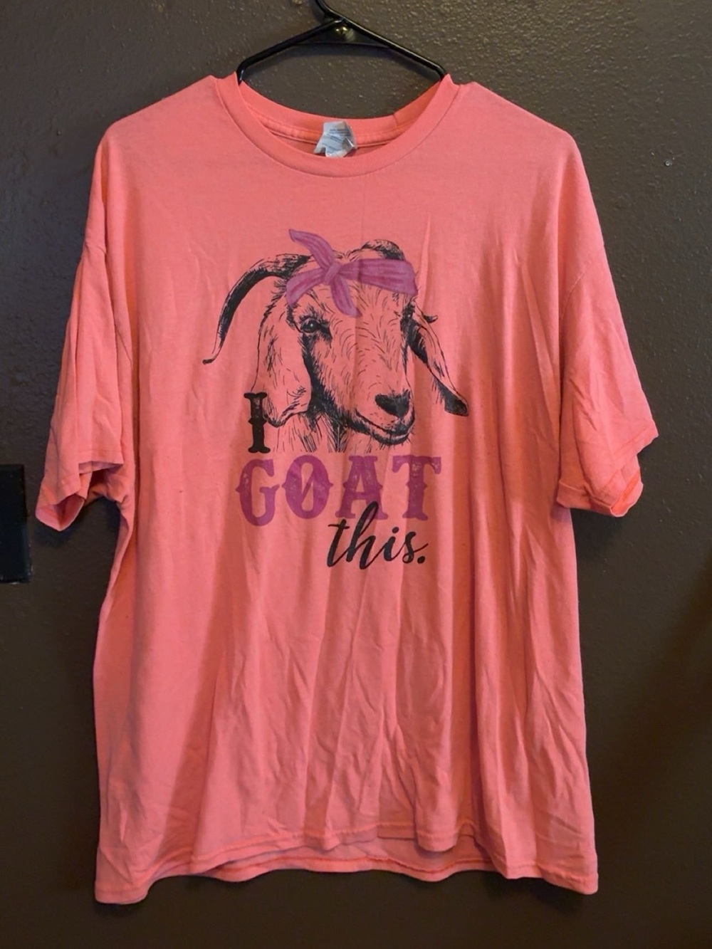 Coral Graphic Goat T-Shirt with Purple Print